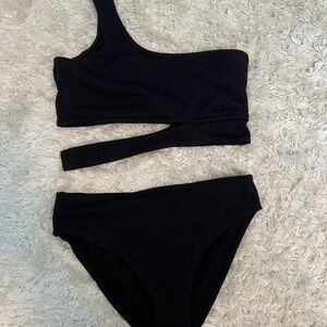 Black One-Shoulder Bikini Set